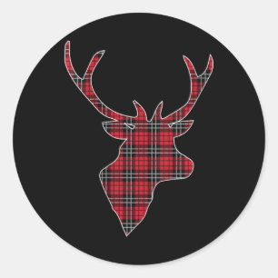 Adesivo Mulher Xadrez Vermelha Verde Búfalos Deer ReindeHe