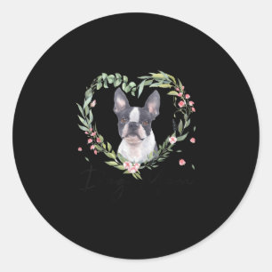 Adesivo Mulheres Curiosas Boston Terrier Mãe Cachorro Flor