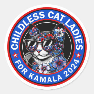 Adesivo Mulheres De Gato Sem Fios Votem Kamala US 2024 Dem
