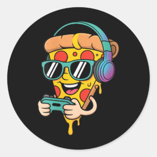 Adesivo Mulheres Divertidas Jogadoras de Video Game Pizza