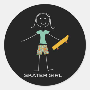 Adesivo Mulheres Engraçadas de Skate Patinadora de Skate