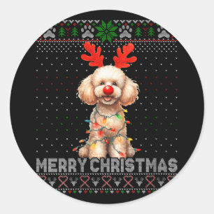 Adesivo Mulheres Feliz Cachorro De Poodle De Natal Em Xmas