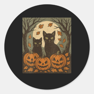 Adesivo Mulheres Halloween Vintage Gatos Pretos Abóboras S