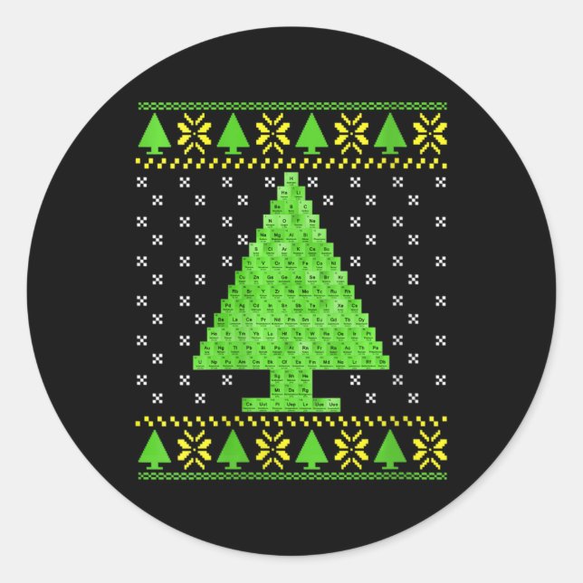 Adesivo Mulheres Mesa Periódica Suéter de Natal Feio (Frente)