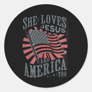 Adesivo Mulheres Retro Ela Ama Jesus E América Também Usa 