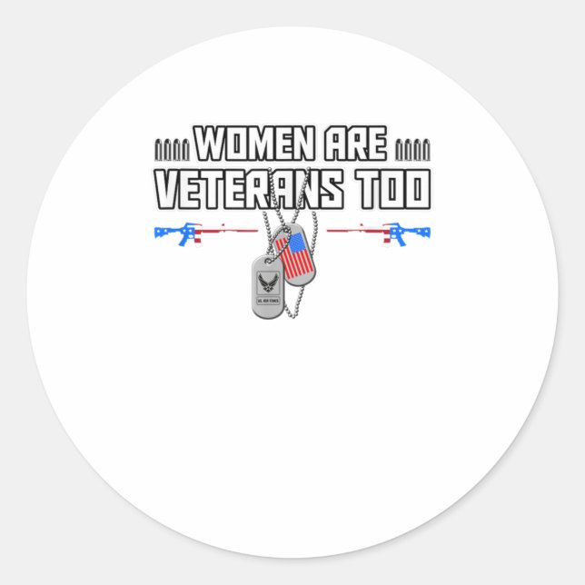 Adesivo Mulheres São Veteranos Demasiado Cachorro Da Força (Frente)