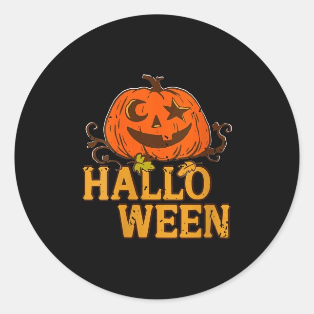 Adesivo Mulheres sorrindo Pumpkin Moon Star Olhos Hallowee (Frente)