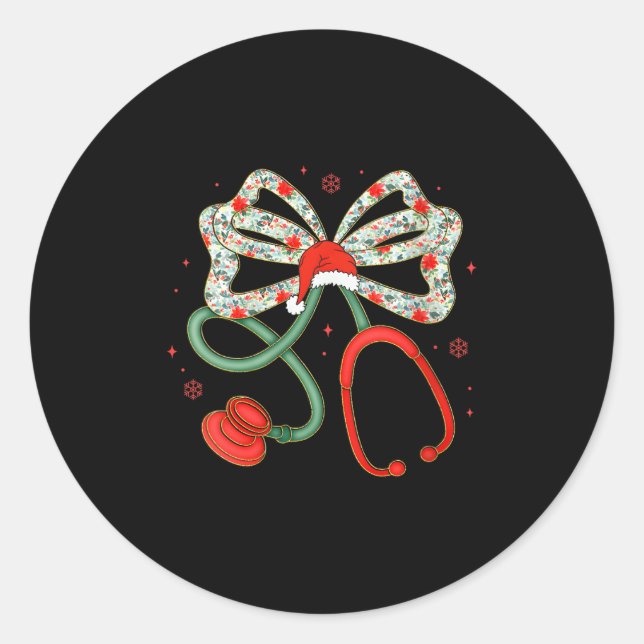 Adesivo Mulheres Stethoscope Enfermeira de Natal Trabalhad (Frente)