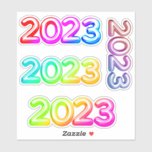 Adesivo Multicolorido Neon Ano Novo 2023 Vibrante 