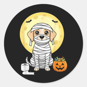 Adesivo Múmia Bonita Cachorro Halloween Lua Cheia Filhote