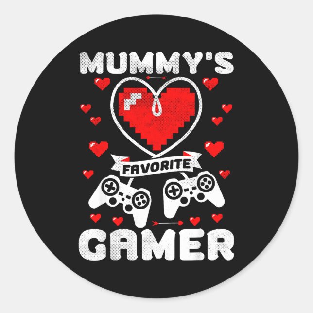 Adesivo Mummy's Favorite Gamer Funny Boys Kids Valentine's (Frente)