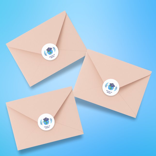 Adesivo Mundo De Aquarelas Com Boné de formatura E Penas (Criador carregado)