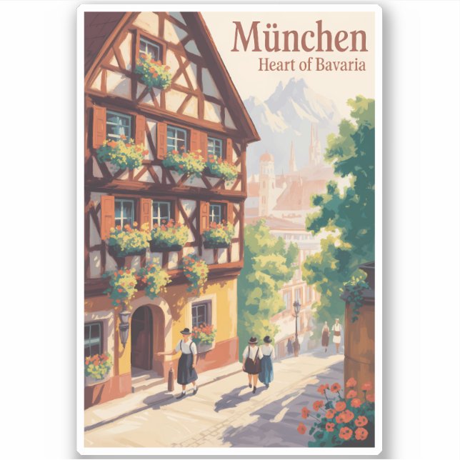 Adesivo Munich Germany Bavaria Illustration Travel Art (Frente)