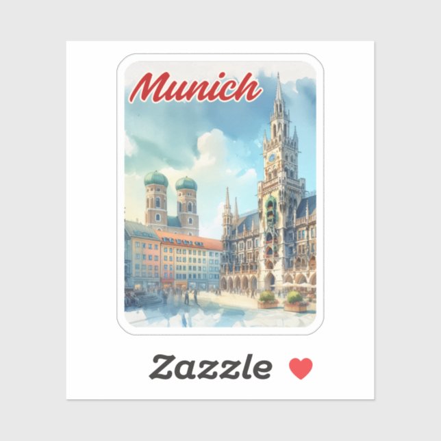 Adesivo Munique Alemanha Aquarela Viagem (Folha)