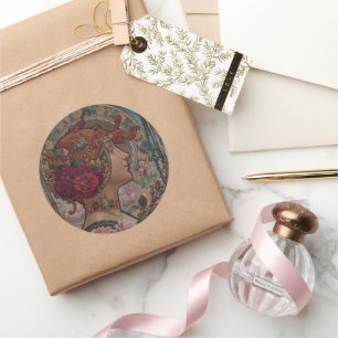 Adesivo Musa Floral Art Nouveau   Vintage Belle Époque 