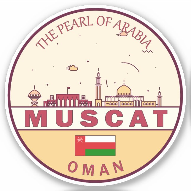 Adesivo Muscat Oman City Skyline Emblem (Frente)