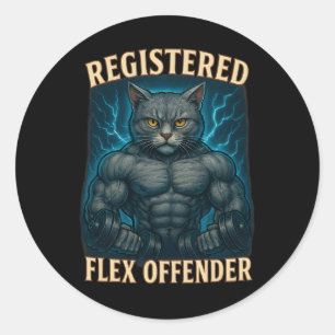 Adesivo Muscle Cat Registrada Flex Offender Engraçado Gym 