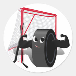 Adesivo Muscle Man Hockey Puck w/Goal & Hockey Sticks