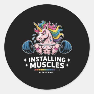 Adesivo Músculos Instalando o Unicórnio Halterofilismo