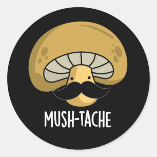 Adesivo Mush-tache Funny Moustach Mushroom Pun Dark BG