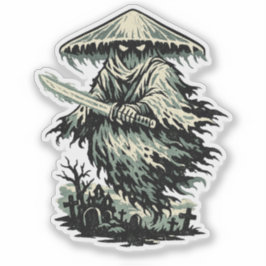 Adesivo Mushroom Ghost Ronin — Halloween Spirit Warrior 