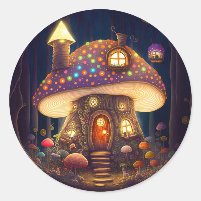 Adesivo Mushroom House Fantasy Art (Frente)