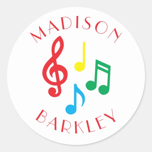 Adesivo Music Note Musical Teacher Classic Round Sticker (Frente)