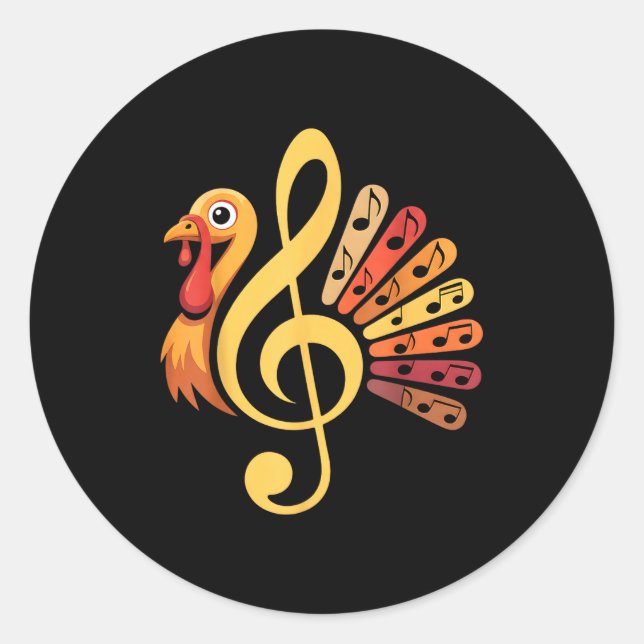Adesivo Music Note Symbol Turkey Teacher Fall Thanksgiving (Frente)