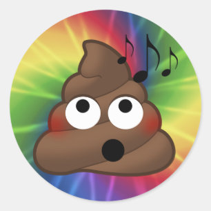 Adesivo Music Notes Poop Emoji Tie Dye Round Stickers