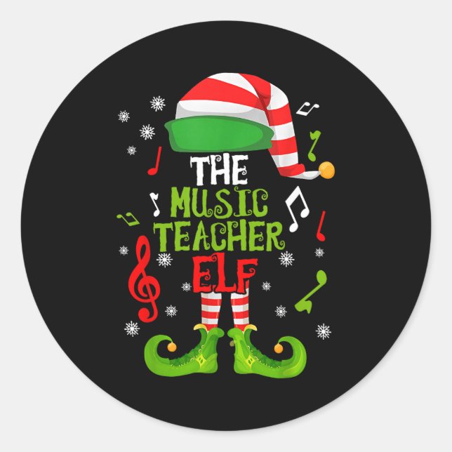 Adesivo Music Teacher Elf Christmas Family Matching Xmas G (Frente)
