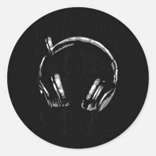 Adesivo Música Acalma a Alma Fones de Ouvido Vintage Amant
