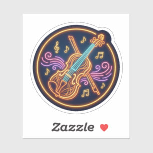 Adesivo Música Clássica Violino Neon Arte Luminosa