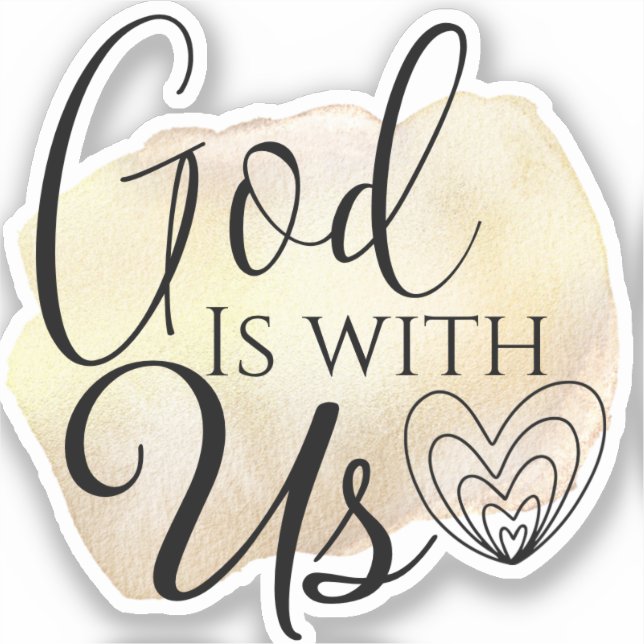 Adesivo Música Cristã Moderna Citação Deus está conosco St (Frente)