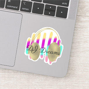 Adesivo Música das ondas sadias dos fones de ouvido do DJ