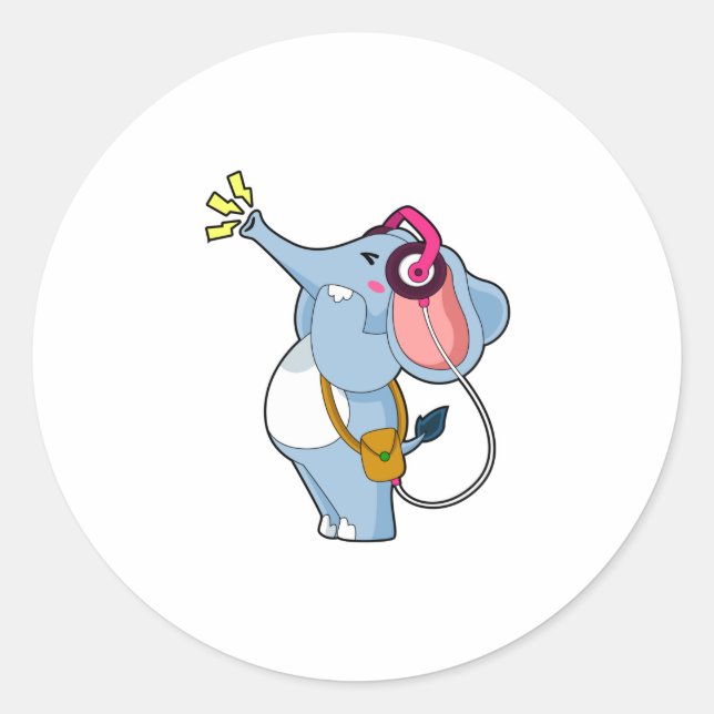 Adesivo Música de fone de ouvido elefante (Frente)