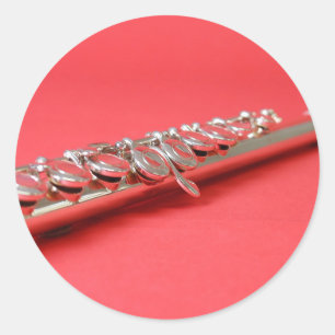 Adesivo Música de madeira rosa para estudantes de flauta