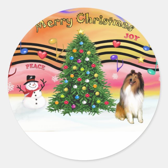 Adesivo Música de Natal 2 - Collie 1 (Frente)