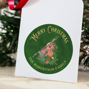 Adesivo Música de Natal Elegante no Violino Personalizada