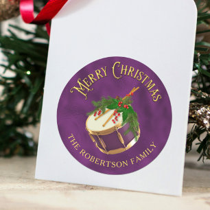 Adesivo Música de Natal Elegante Tambor Personalizado