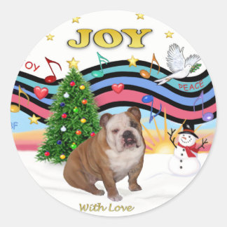 Adesivo Música de Natal (RP) - Bulldog Inglês 1