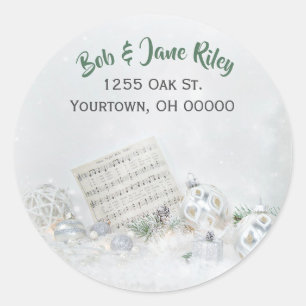Adesivo Música e ornamento do Natal na neve sparkling