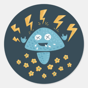 Adesivo Música Engraçada De Cogumelo Metal