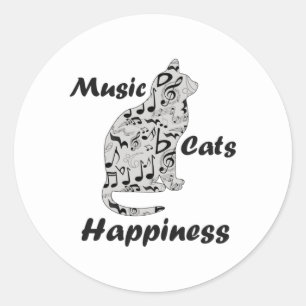Adesivo Música Gata Felicidade - Músico Gato do Lover
