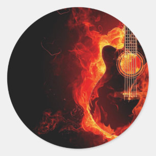 Adesivo música guitarra chama nota de fogo dança Destiny S