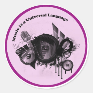 Adesivo Música - Idioma Universal - Rosa Preto
