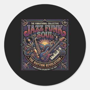 Adesivo Música Jazz Funk Soul Vibe Retro Revolução do Ritm