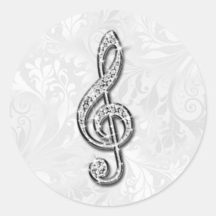 Adesivo Música Nota Floral Damask Diamante Impresso