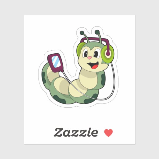 Adesivo Música para auscultadores da lagarta (Folha)