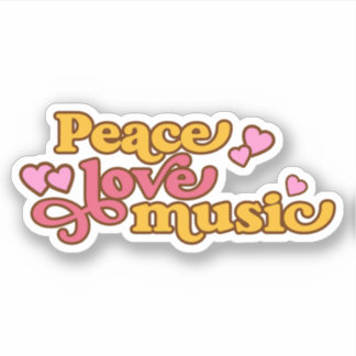 Adesivo Música Retro Peace Love
