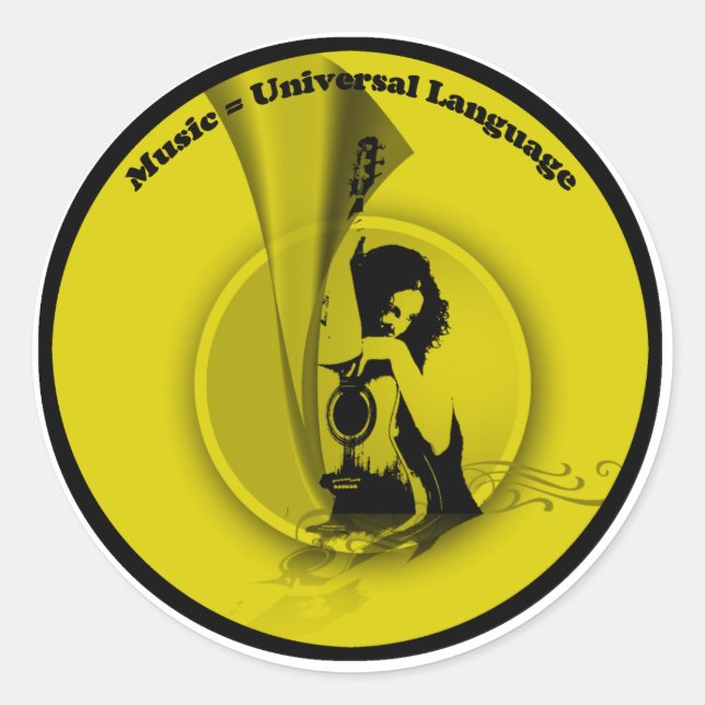 Adesivo Música Universal Language Amarelo (Frente)